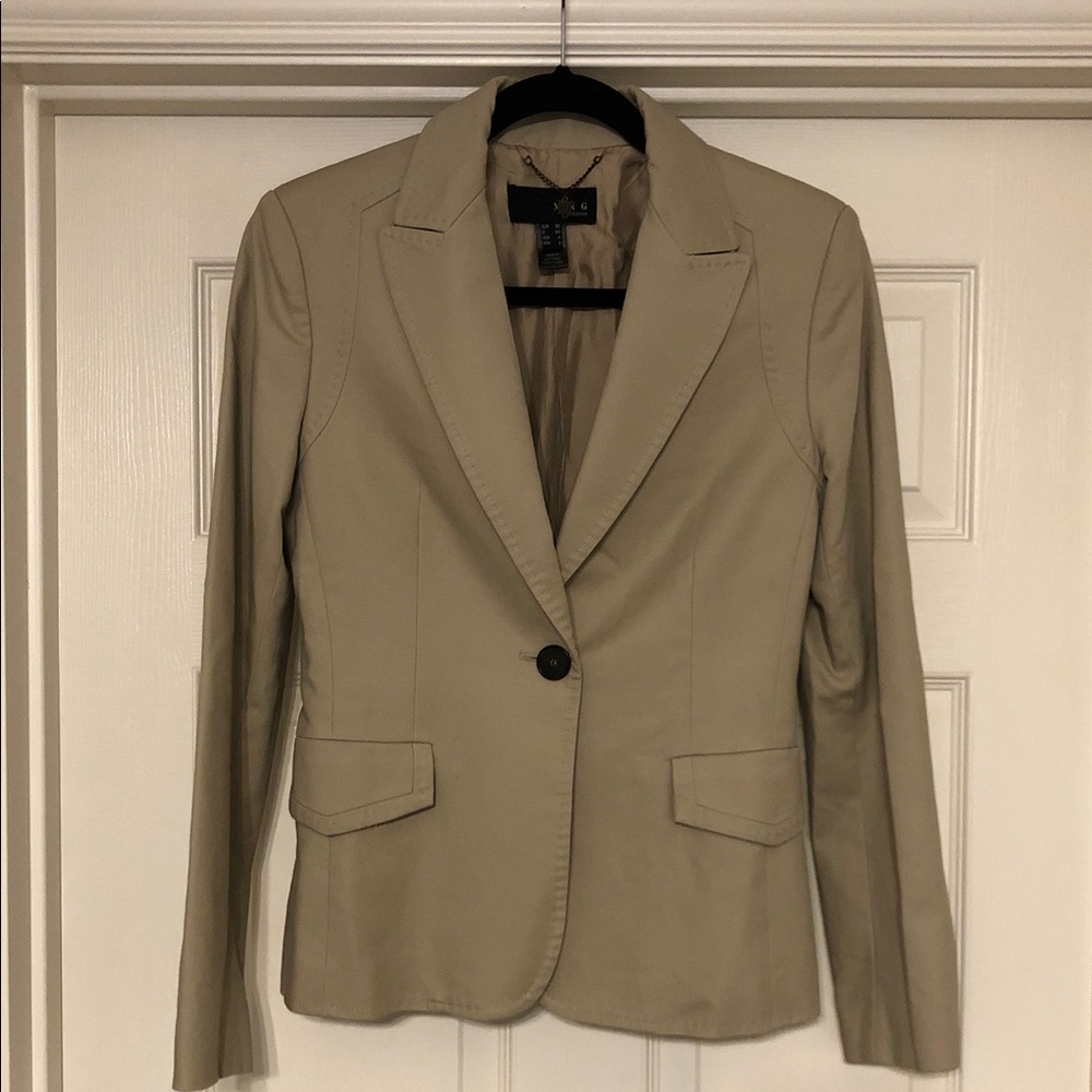 Mango MNG Women’s Beige Tailored Single Button Blazer Size 4
